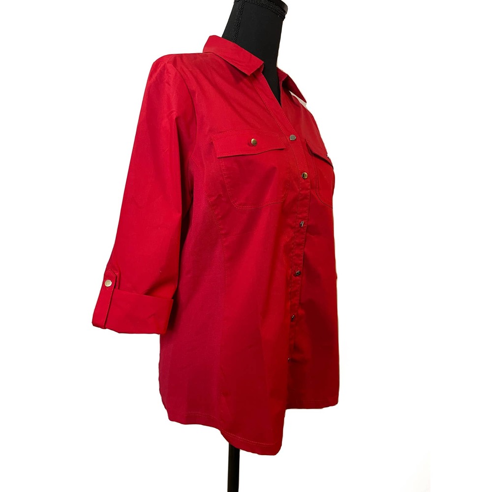 NWT Croft & Barrow Red Button Down Shirt | Classic Casual Top | Women’s S